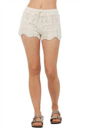 Vintage Havana Crochet Knit Scallop Edge Shorts In Ivory