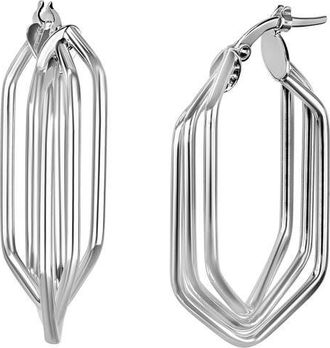 Bony Levy 14K Gold Cage Hoop Earrings in 14K White Gold at Nordstrom