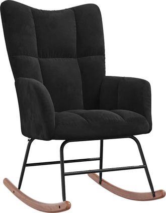 vidaXL Silla Mecedora De Terciopelo Negro Vidaxl