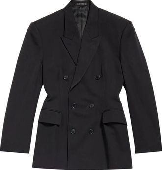 Balenciaga Geknoopte Jas - Dames - Blazers - Zwart - XS - Wol - Jassen