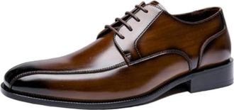 Generic Mens Genuine Leather Dress Shoes Business Formal Vintage British Style Casual Cowhide Oxfords for Work and Daily Wear(Brown,10.5)