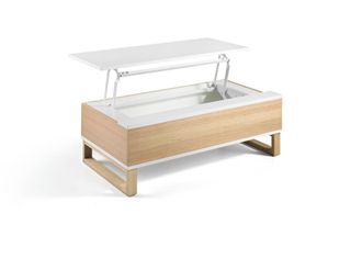 Pondecor Interiorismo Mesa de centro Royan patas MDF roble y MDF lacado blanco