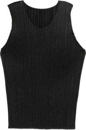 Pleats Please Issey Miyake ribbed top - women - Polyester - 3 - Black