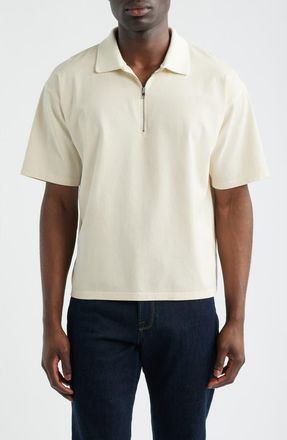 Frame Denim Half Zip Polo in Light Stone at Nordstrom, Size Xx-Large