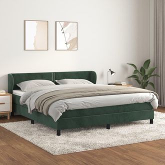 vidaXL Vidaxl - Cama Box Spring Con Colch&oacute;n Terciopelo Verde Oscuro 180x200 Cm