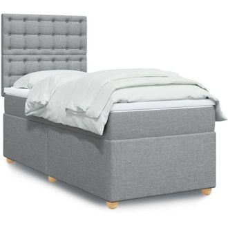 vidaXL Vidaxl - Cama Box Spring Con Colch&oacute;n Tela Gris Claro 90x190 Cm