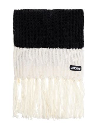 Moschino Ribgebreide sjaal met franje - Zwart