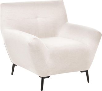 Beliani Sill&oacute;n De Tela Con Reposabrazos Patas De Metal Y Capiton&eacute; Decorativo Sal&oacute;n Moderno Blanco Crema Lakene
