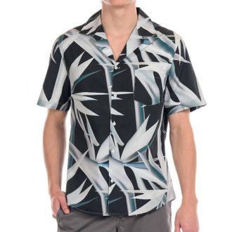 Original Paperbacks Florence Floral Short Sleeve Shirt In Black/grey