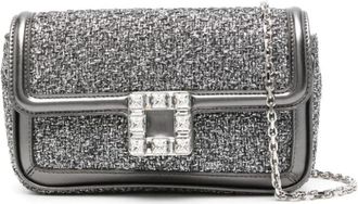 Roger Vivier Viv Jeu De Fille Clutch - Dames - Schoudertassen - Grijs - ONE Size - Tweed - Tassen