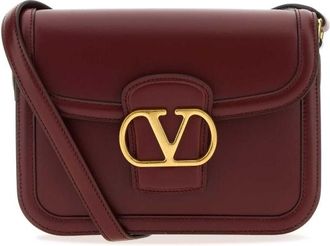 Valentino Garavani Burgundy Leather 9To5 Shoulder Bag