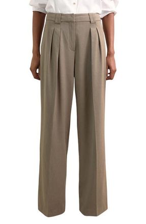 Reiss Poppie Pleat Front Wide Leg Pants in Neutral at Nordstrom, Size 12 Us