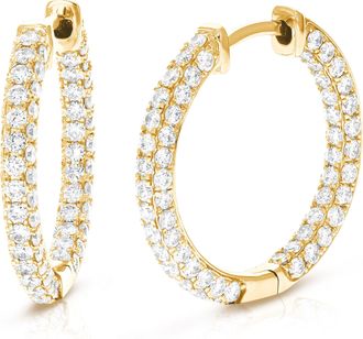 Vir Jewels 2 cttw Lab Grown Diamond Hoop Earrings in Sterling Silver With Hidden Post For Women