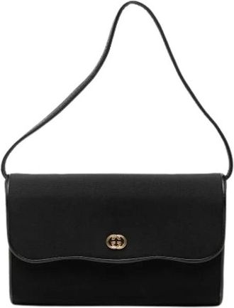 Gucci Pre-owned Canvas Crossbody - Dames - Vintage Schoudertas - Zwart - ONE Size - Leer - Vintage