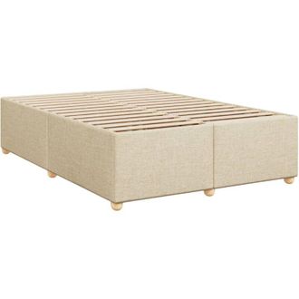 vidaXL Cama Sin Colch&oacute;n Tela Color Crema 160x200 Cm Vidaxl