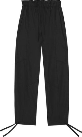 Ganni Drapey Melange Broek met Elastische Taille - Dames - Straight fit broeken - Zwart - S - Broeken