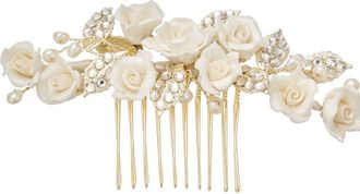 Untamed Petals Victoria Crystal Floral Comb in Gold at Nordstrom