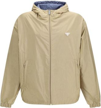 Prada Beige Recycled Polyamide Shell Mens Jacket
