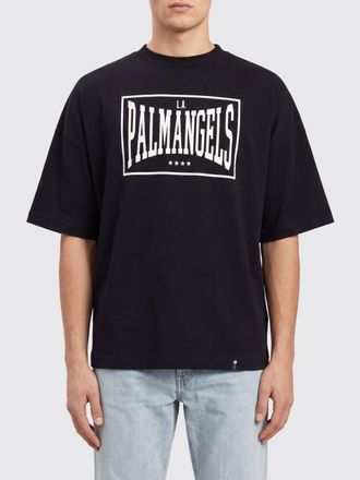 Palm Angels Contrast Front Logo Print Cotton Crewneck T-Shirt