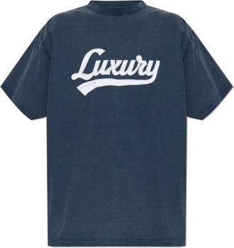 Balenciaga Logo T-Shirt - Heren - T-shirts - Blauw - L - Katoen - Tops