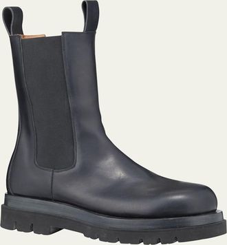 Bottega Veneta Mens Leather Chelsea Lug-Sole Boots