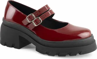 Andrea Womens Patent Platform Mary-Jane Shoes In Red