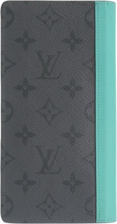 Louis Vuitton Black Gray Monogram Eclipse Turquoise Monogram Eclipse Long Wallet (Bi-Fold) (Pre-Owned)