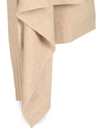 The Attico Roll Neck with Draped Scarf Detail Sweater - Beige