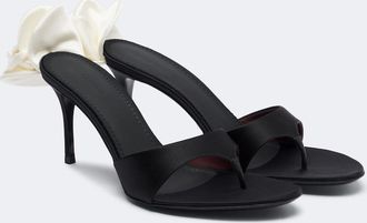 Magda Butrym Floral-appliqu&eacute; satin thong sandals