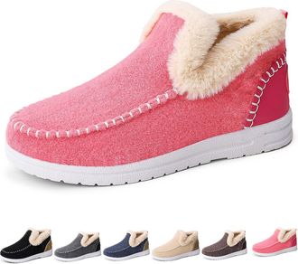 Generic Cozy Orthopedic Fleece Slip-On Boots, Winter Warm Plush Lined Non-Slip Comfort Shoes, for Men and Women (Pink,11.5)