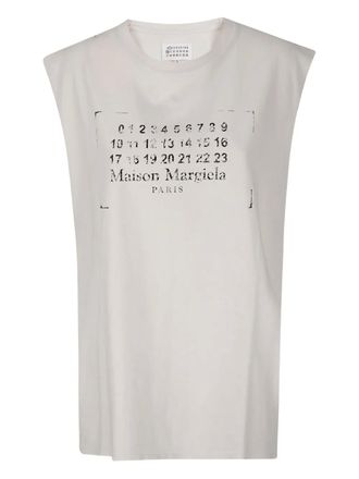 Maison Margiela number-print cotton tank top - women - Cotton - S - Neutrals