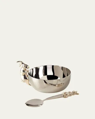 Michael Aram Bunny Silver-Plated Cup with Spoon Set