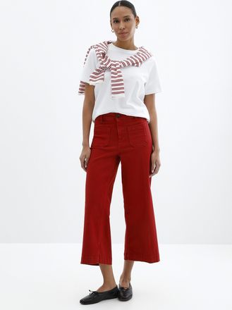 Contemporaine Womens Patch pockets stretch denim pant Fit: Wide leg, high rise