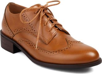 Generic Womens Lace Up Oxford Brogues Perforated Trim Block Heel Round Toe Textured Upper Dress Shoes Comfortable for Fashion Party,Yellow,9.5 UK