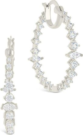 Sterling Forever Aaliyah Cubic Zirconia Hoop Earrings in Silver at Nordstrom