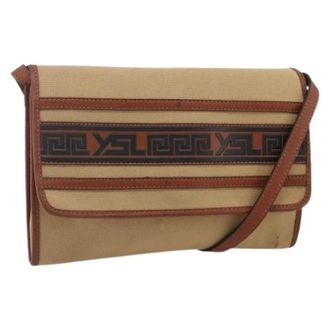 Saint Laurent Pre-owned Cross Body Bags, female, Beige, Size: ONE SIZE Pre-owned Vintage Canvas Shoulder Bag