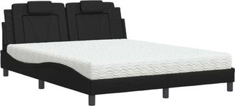 vidaXL Vidaxl - Cama Con Colch&oacute;n Cuero Sint&eacute;tico Negro 160x200 Cm