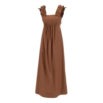 Liu Jo Maxi Dresses, female, Brown, Size: M Ruffled-Sleeve Maxi Dress