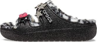 Crocs Classic Cozzzy Disco Glitter Sandals Black 208074-0C4