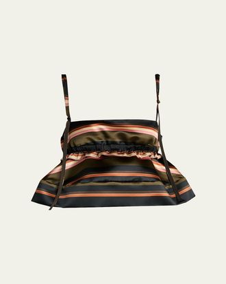 sacai Horizontal Striped Sleeveless Crop Peplum Top