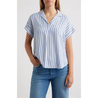 Beach Lunch Lounge Deni Stripe Shirt in Slate Blue at Nordstrom, Size X-Large