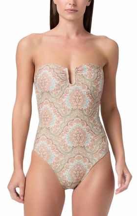 Paige Gianna U-Ring Front One Piece Swimsuit In Surf Multi