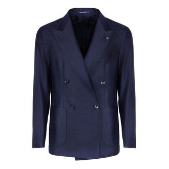 Tagliatore Blazers, male, Blue, Size: 2XL Tailored Double-breasted Jacket