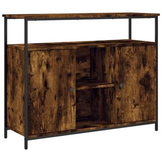 Berkfield Home Sideboard Smoked Oak 100x35x80 cm Engineered Wood in Brown | Size: 100 x 35 x 80 cm