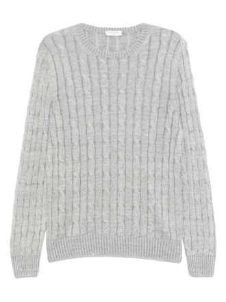 Gran Sasso cable-knit crew-neck sweater - men - Linen/Flax - 48 - Grey