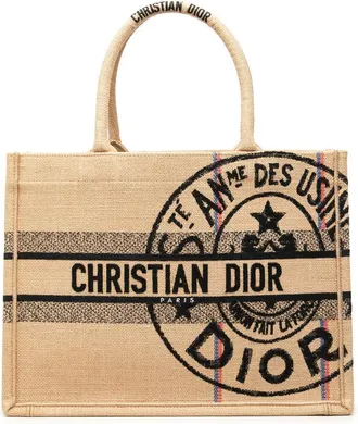 Dior Pre-owned Dior Medium Jute Embroidered Book Tote Unisex 80XV7MA05T146NN8