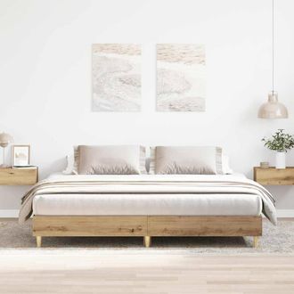 Berkfield Home Bed Frame without Mattress Artisan Oak 180x200cm Engineered Wood in Brown | Size: Super King
