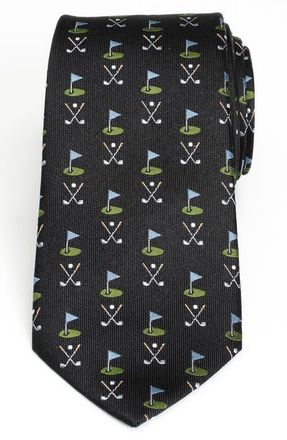 Cufflinks Inc. Golf Course Silk Tie in Black at Nordstrom