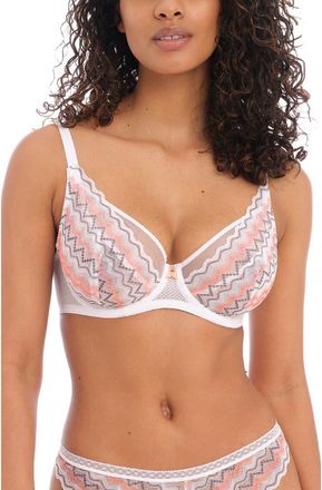 Freya Festival Vibe High Apex Underwire Plunge Bra in White Coral at Nordstrom, Size 38F