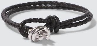 Bottega Veneta Leather-trimmed sterling silver bracelet